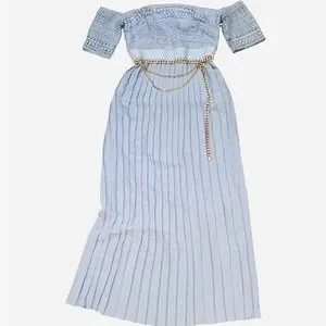 Little Mistress Dresses | Little Mistress Baby Blue Ellen Crochet Lace Bardot Midaxi Dress | Color: Blue | Size: 8 | Luxurious427's Closet